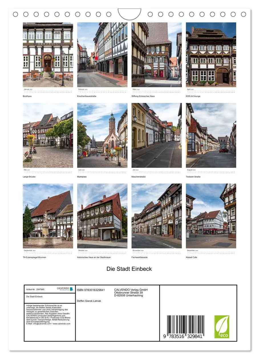 Bild: 9783516329841 | Die Stadt Einbeck (Wandkalender 2026 DIN A4 hoch), CALVENDO...