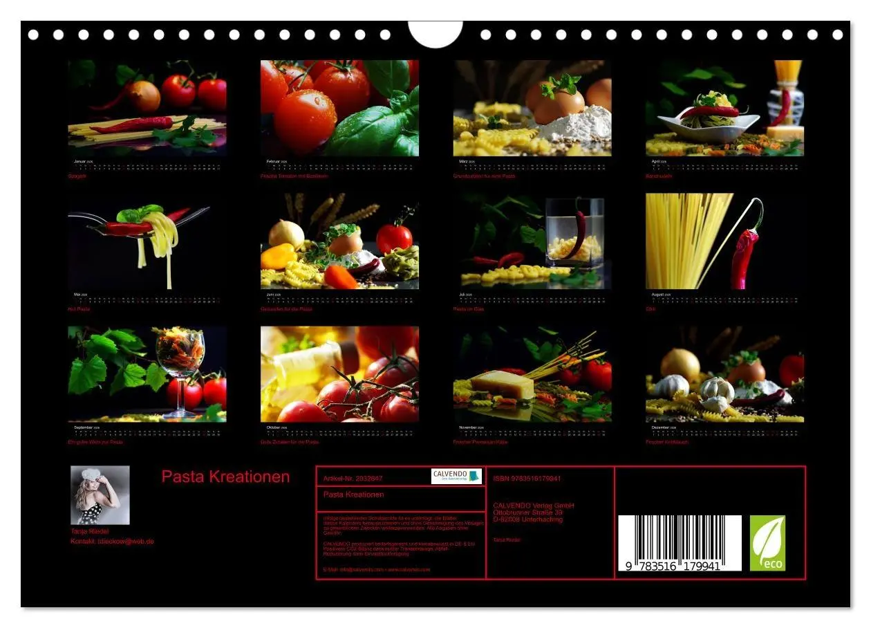 Bild: 9783516179941 | Pasta Kreationen (Wandkalender 2026 DIN A4 quer), CALVENDO...