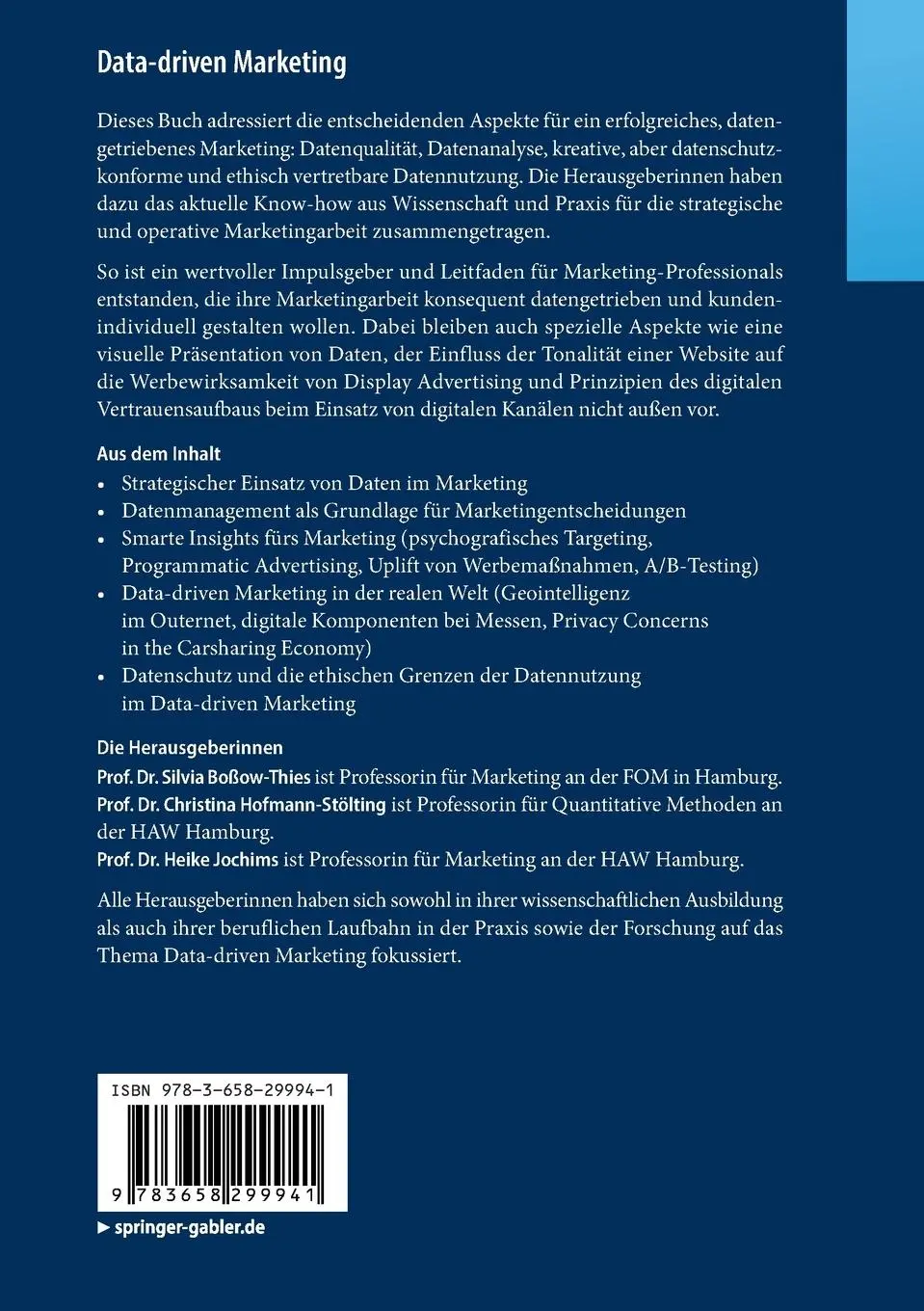Rückseite: 9783658299941 | Data-driven Marketing | Insights aus Wissenschaft und Praxis | Buch