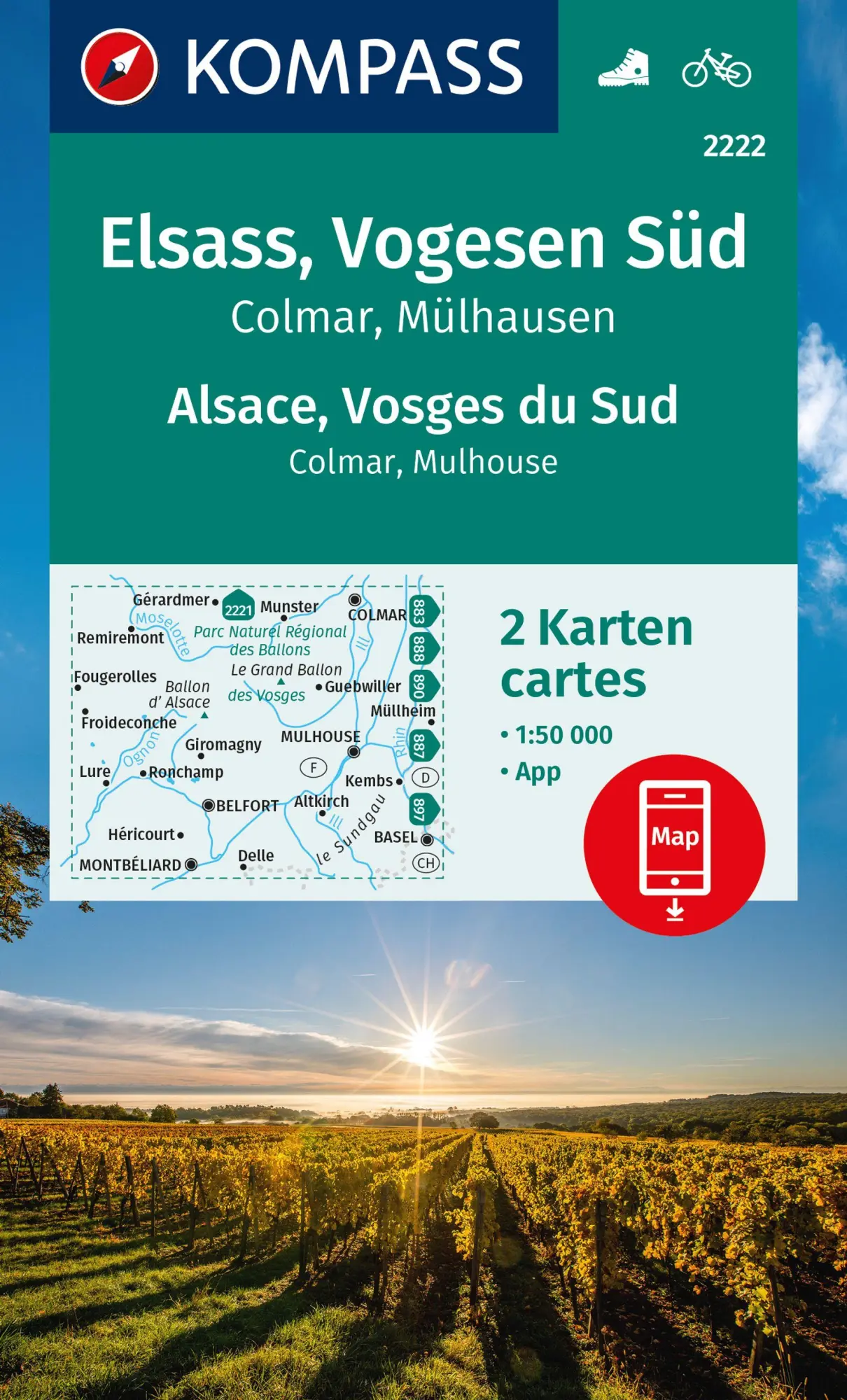 Cover: 9783991219941 | KOMPASS Wanderkarten-Set 2222 Elsass, Vogesen Süd, Alsace, Vosges...
