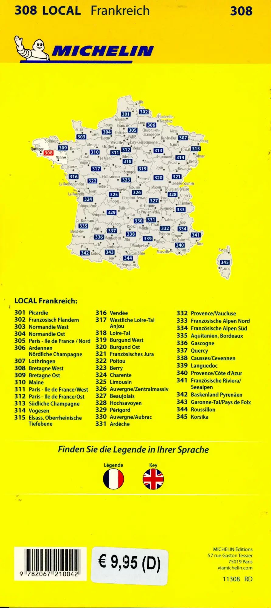 Bild: 9782067210042 | Michelin Bretagne West | Straßen- und Tourismuskarte 1:150.000 | 1 S.