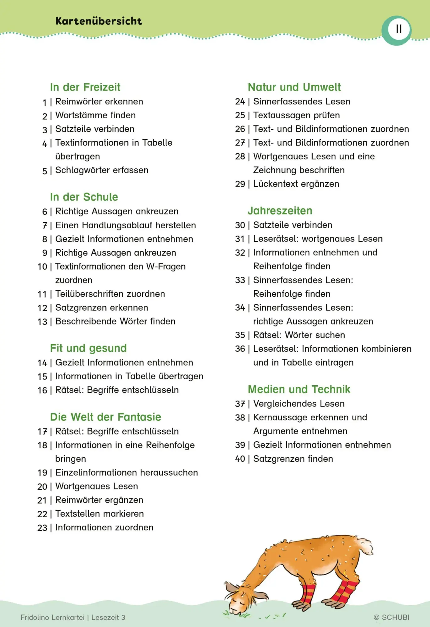 Bild: 9783072200042 | Fridolino-Lernkartei. Lesezeit 3 Übungskarten für das 3. Schuljahr