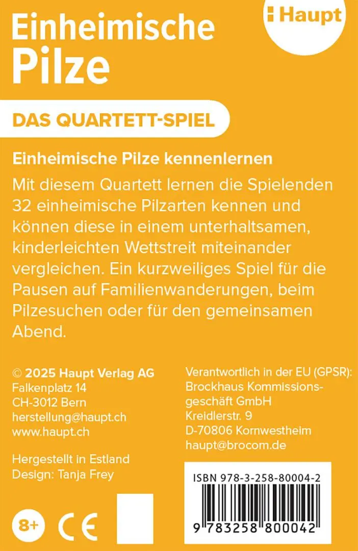 Rückseite: 9783258800042 | Einheimische Pilze - das Quartett-Spiel | Haupt Verlag | Spiel | 2025