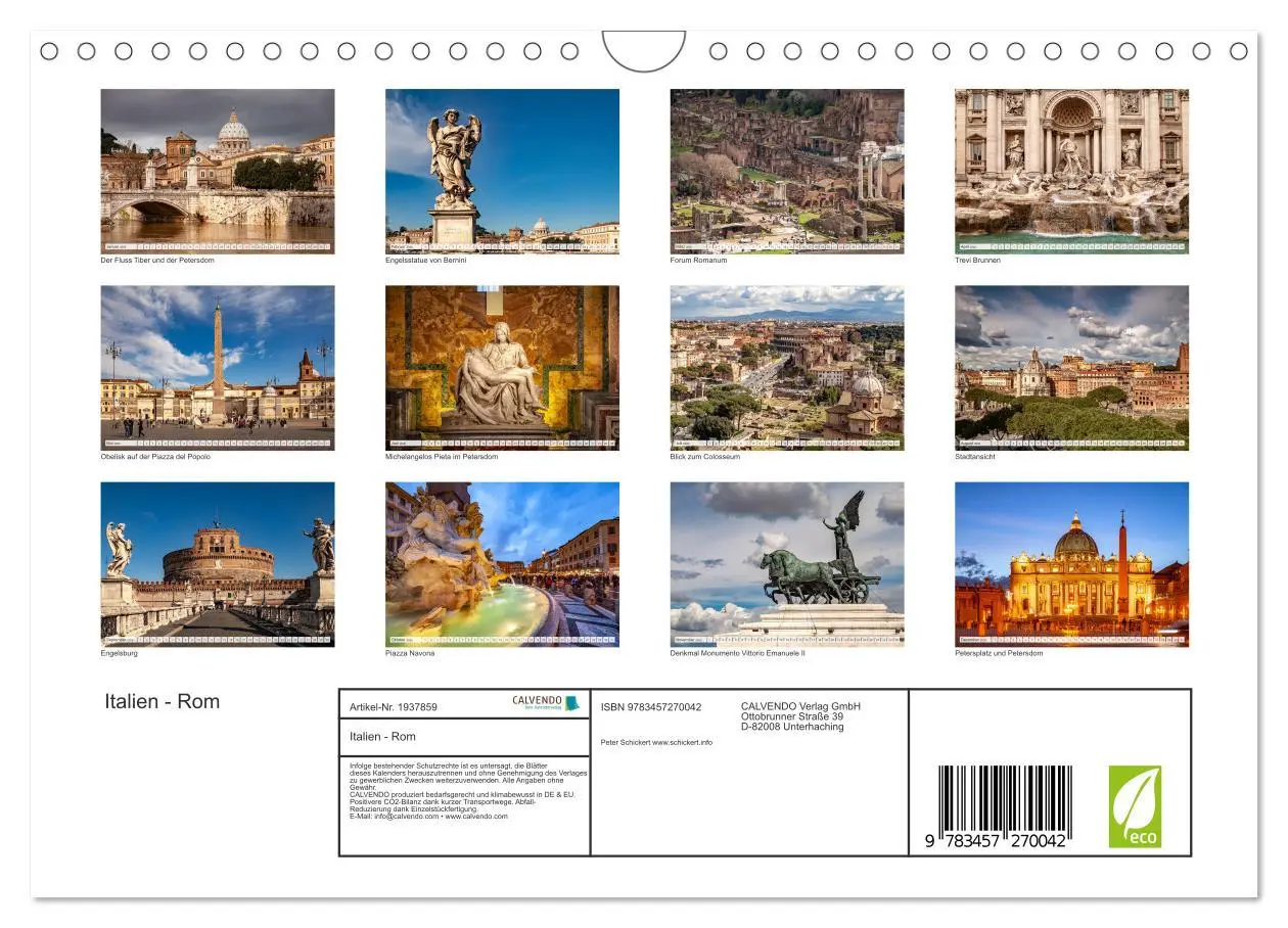 Bild: 9783457270042 | Italien - Rom (Wandkalender 2026 DIN A4 quer), CALVENDO Monatskalender