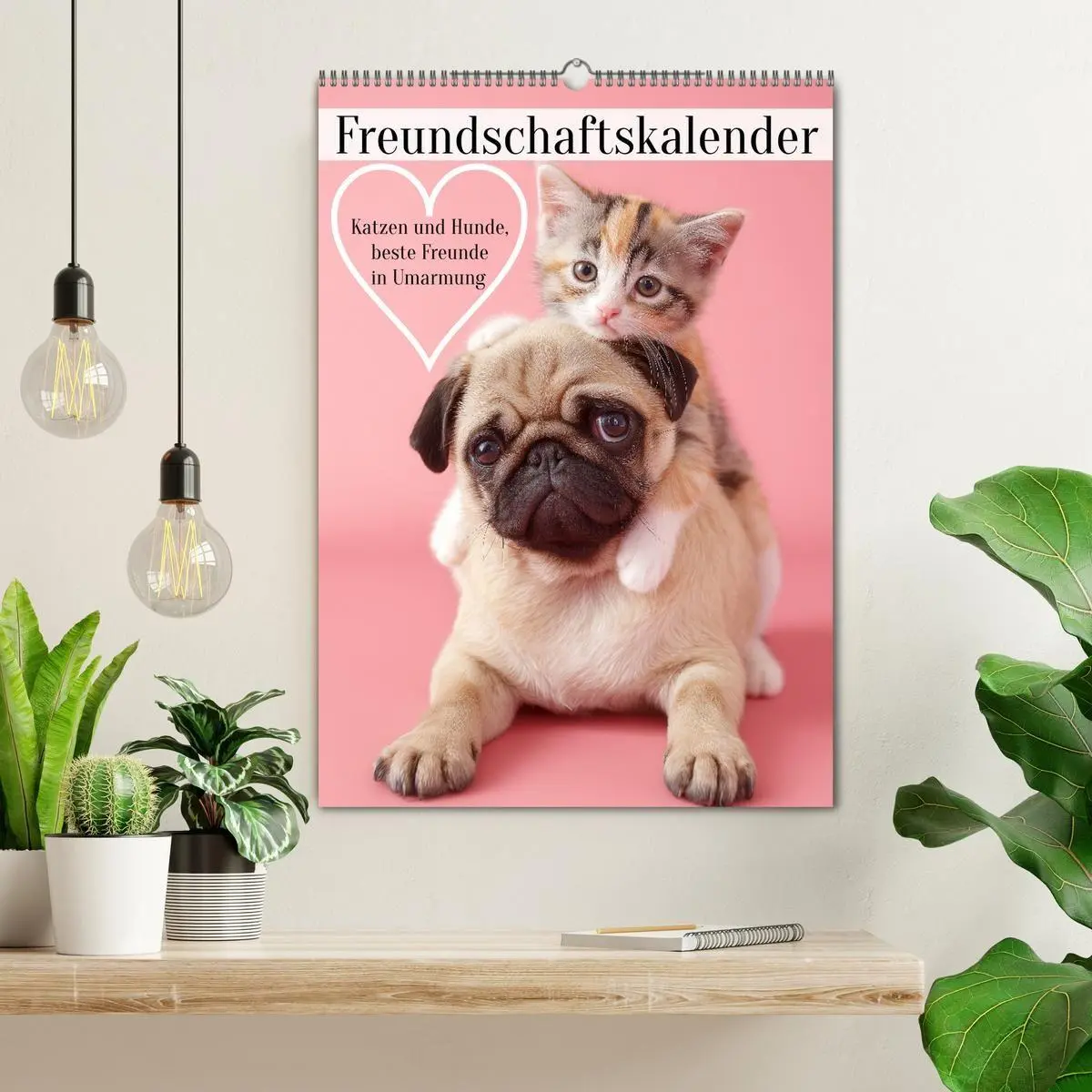 Bild: 9783516670042 | Freundschaftskalender - Katzen und Hunde, beste Freunde in Umarmung...