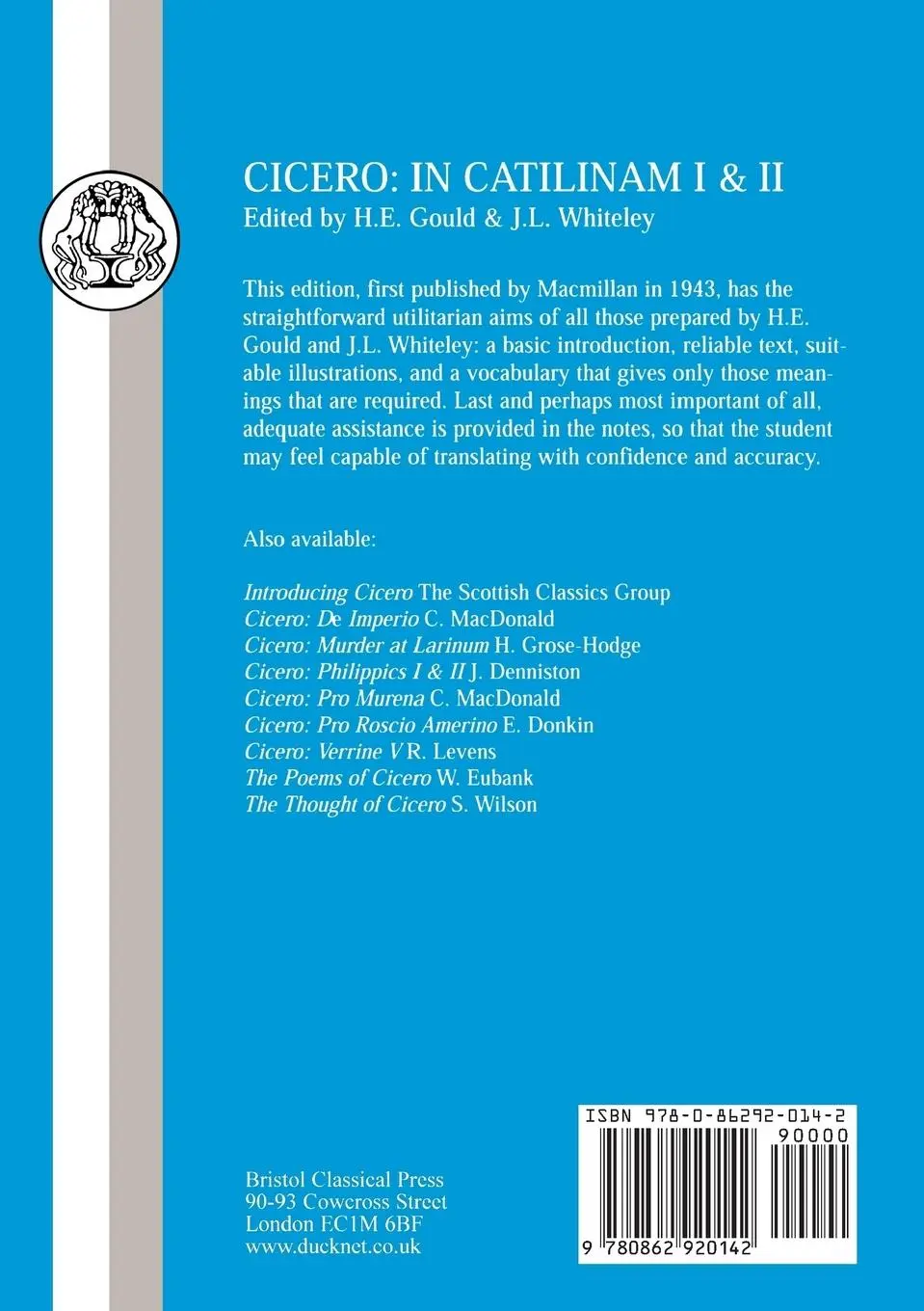 Rückseite: 9780862920142 | Cicero | In Catilinam I and II | Marcus Tullius Cicero (u. a.) | Buch