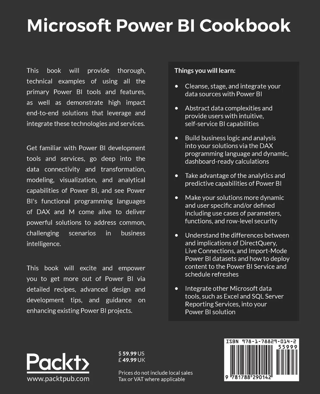 Rückseite: 9781788290142 | Microsoft Power BI Cookbook | Brett Powell | Taschenbuch | Englisch
