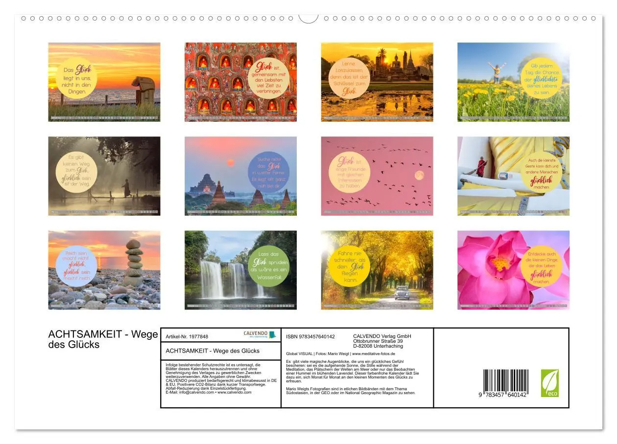 Bild: 9783457640142 | ACHTSAMKEIT - Wege des Glücks (Wandkalender 2026 DIN A2 quer),...
