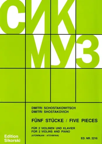Cover: 9790003030142 | 5 Pieces For 2 Violins And Piano | Dimitri Shostakovich | Buch