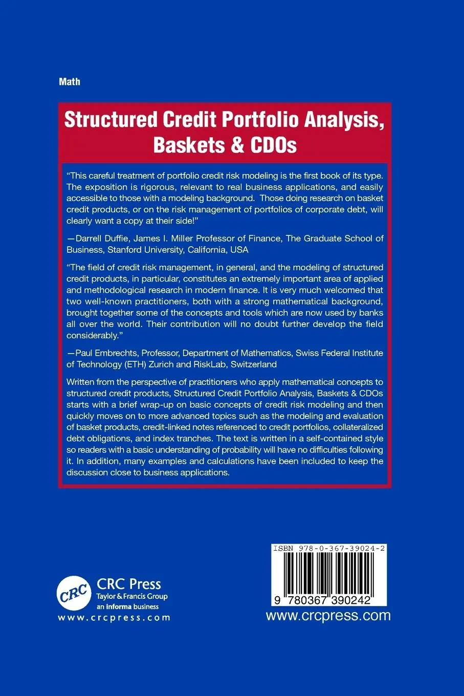 Rückseite: 9780367390242 | Structured Credit Portfolio Analysis, Baskets and CDOs | Bluhm (u. a.)