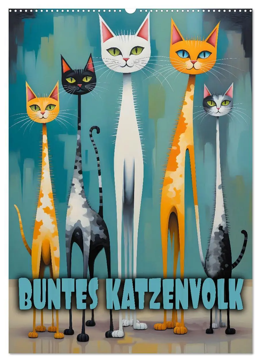 Cover: 9783457250242 | Buntes Katzenvolk (Wandkalender 2026 DIN A2 hoch), CALVENDO...