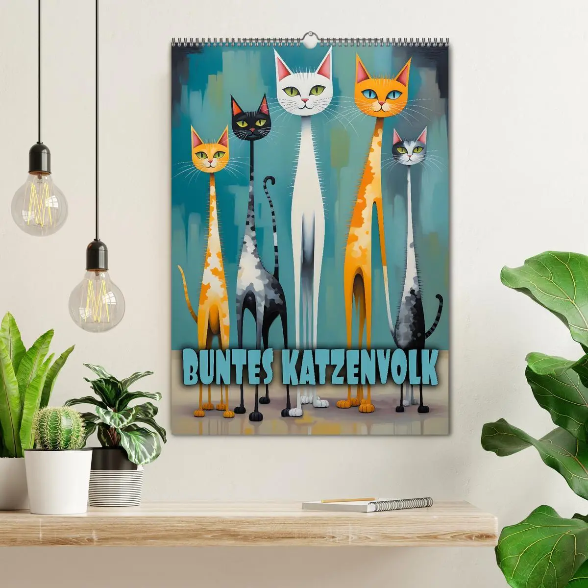 Bild: 9783457250242 | Buntes Katzenvolk (Wandkalender 2026 DIN A2 hoch), CALVENDO...