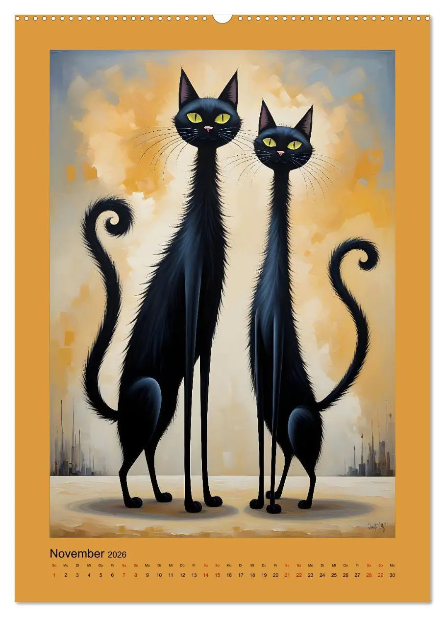 Bild: 9783457250242 | Buntes Katzenvolk (Wandkalender 2026 DIN A2 hoch), CALVENDO...