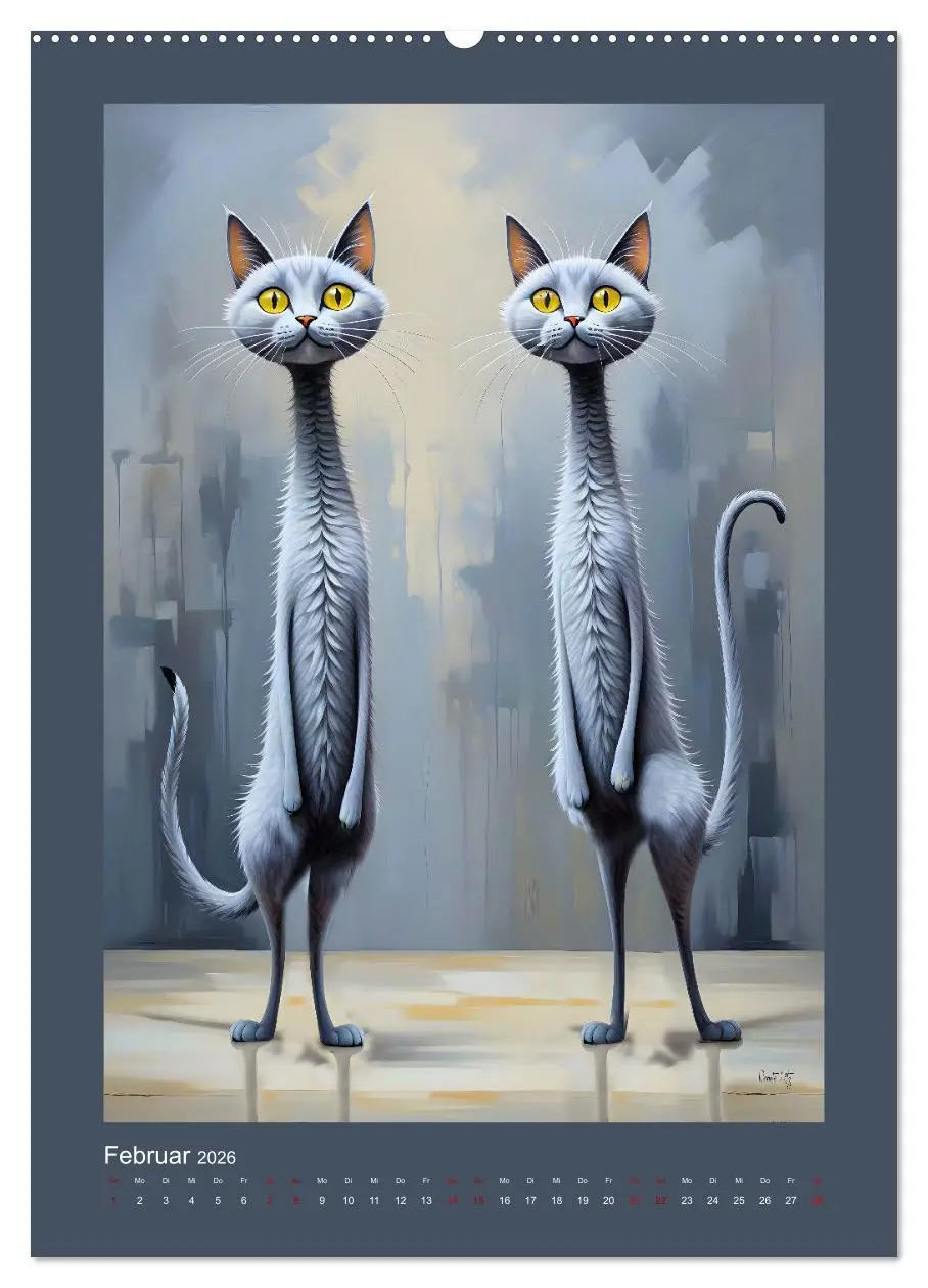 Bild: 9783457250242 | Buntes Katzenvolk (Wandkalender 2026 DIN A2 hoch), CALVENDO...