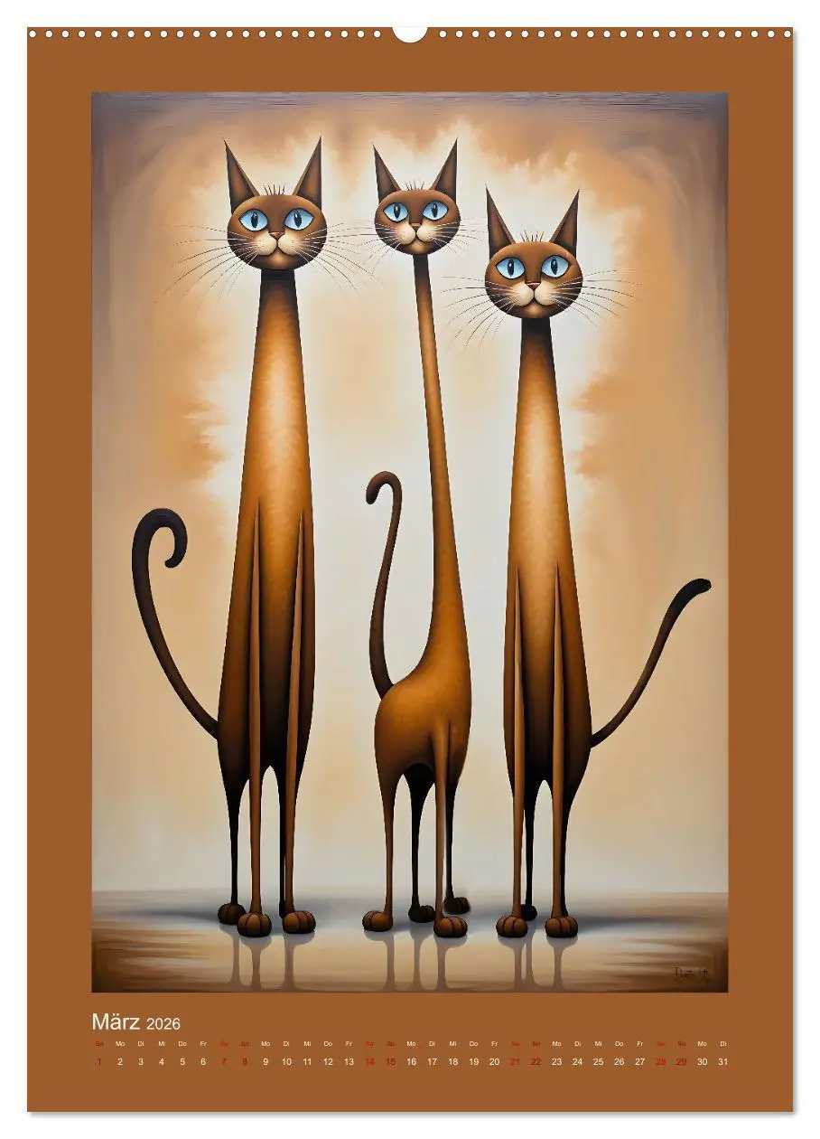Bild: 9783457250242 | Buntes Katzenvolk (Wandkalender 2026 DIN A2 hoch), CALVENDO...