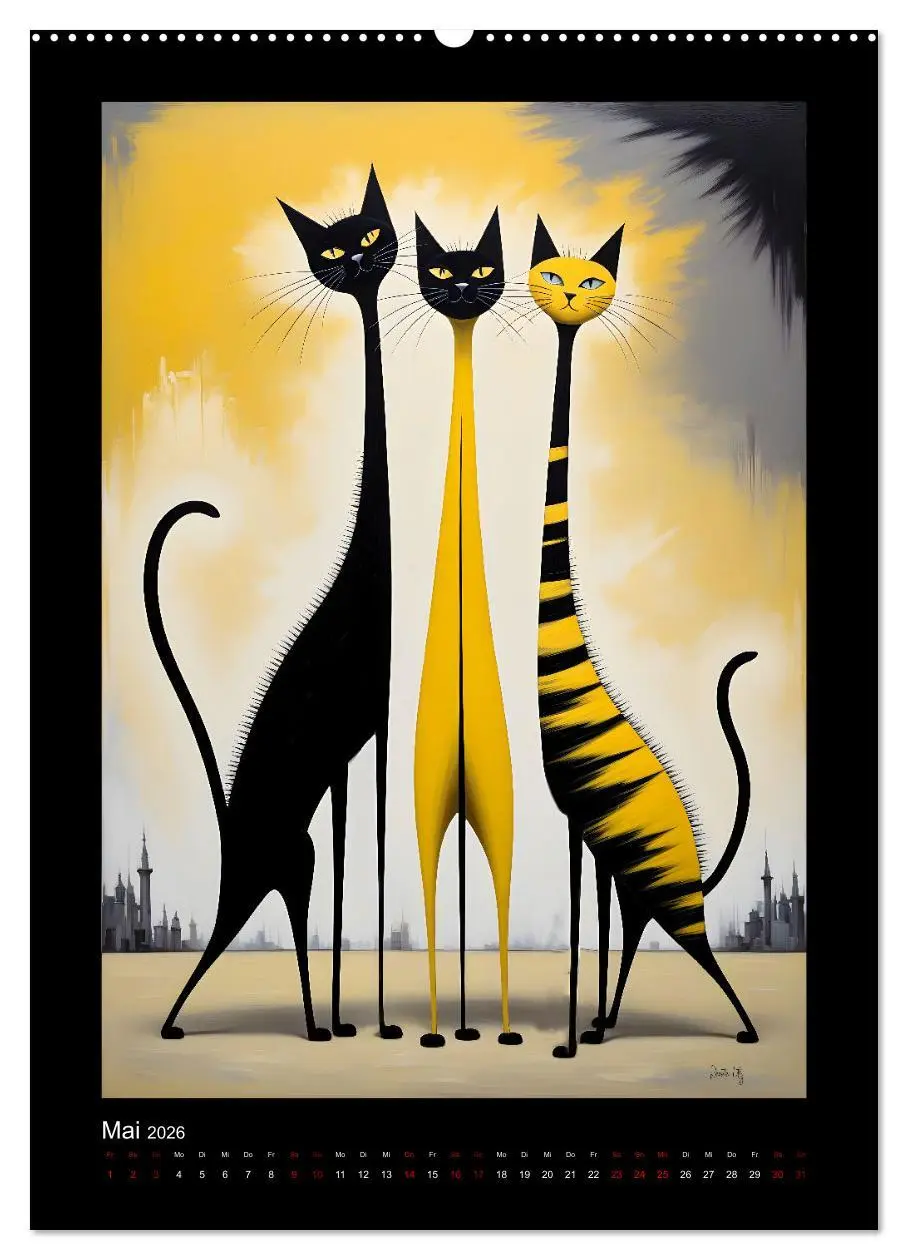 Bild: 9783457250242 | Buntes Katzenvolk (Wandkalender 2026 DIN A2 hoch), CALVENDO...