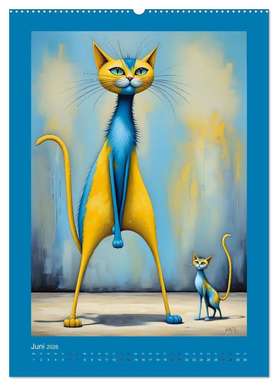 Bild: 9783457250242 | Buntes Katzenvolk (Wandkalender 2026 DIN A2 hoch), CALVENDO...