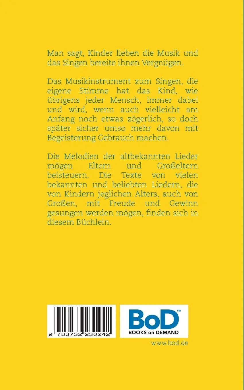 Rückseite: 9783732230242 | Kinderlieder | 100 Liedertexte der schönsten Kinderlieder | Weber