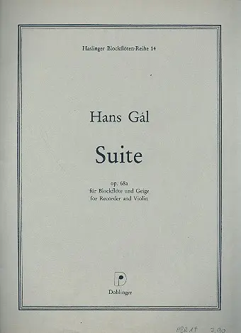 Cover: 9790012170242 | Suite op.68a für Blockflöte und Violine | Hans Gál | EAN 9790012170242