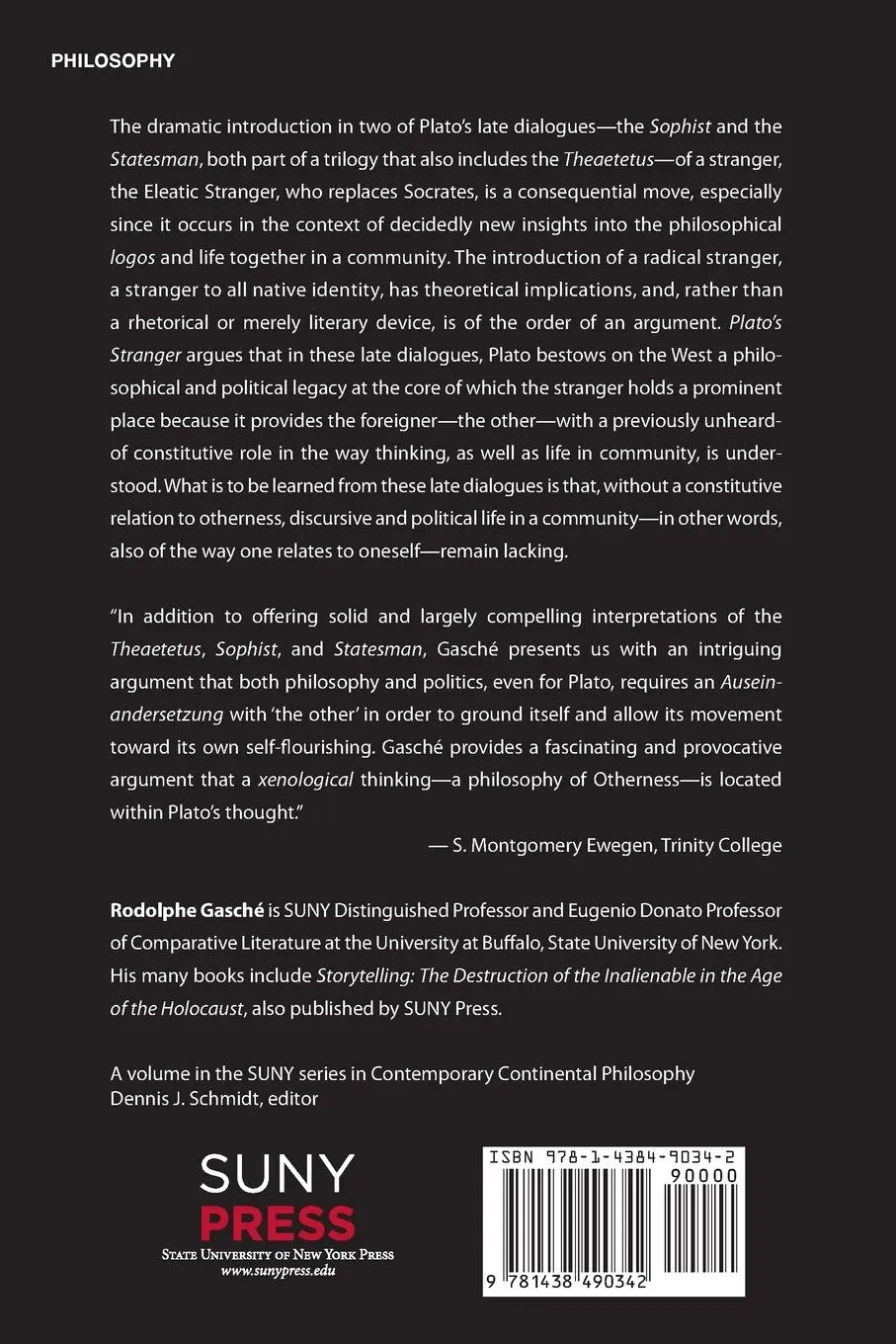 Rückseite: 9781438490342 | Plato's Stranger | An Essay | Rodolphe Gasché | Taschenbuch | Englisch