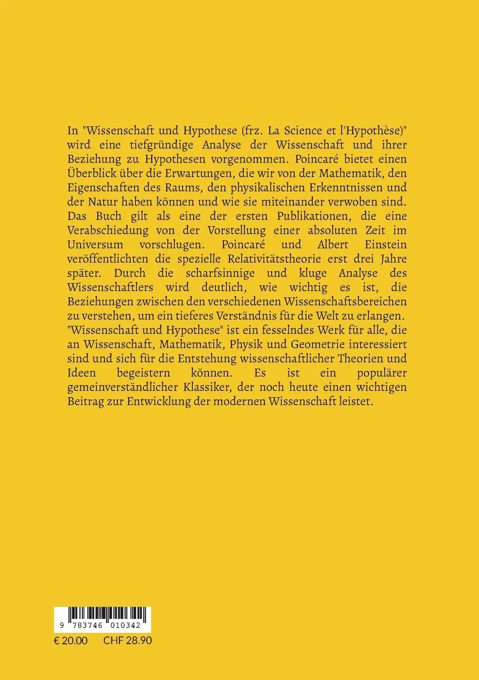 Rückseite: 9783746010342 | Wissenschaft und Hypothese | Neuübersetzung 2023 | Henri Poincaré