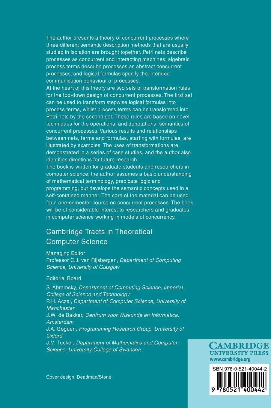 Rückseite: 9780521400442 | Nets, Terms and Formulas | E. -R Olderog | Buch | Englisch | 2011