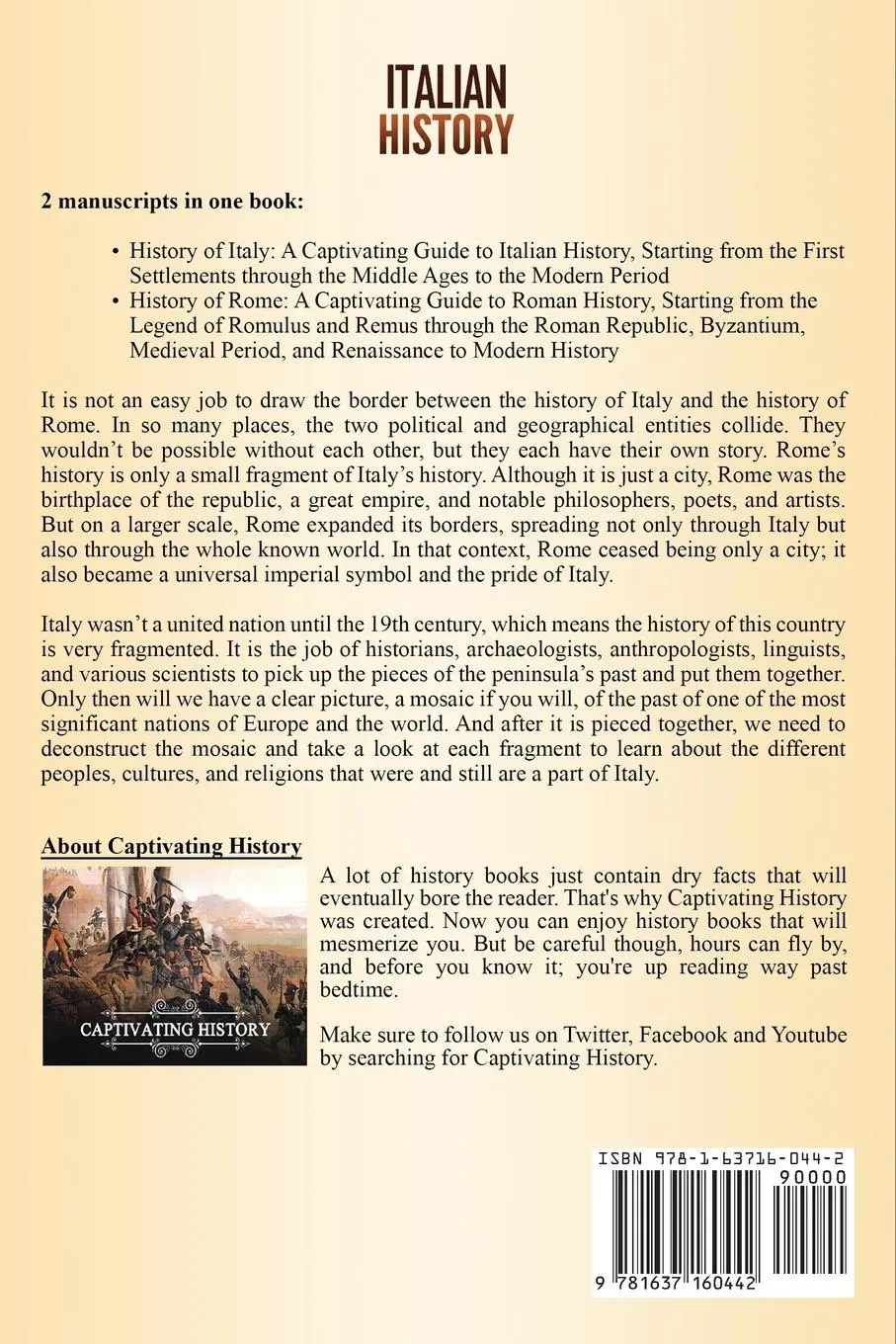 Rückseite: 9781637160442 | Italian History | A Captivating Guide to the History of Italy and Rome