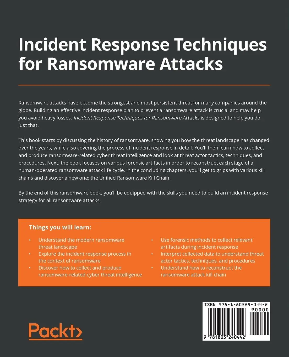 Rückseite: 9781803240442 | Incident Response Techniques for Ransomware Attacks | Oleg Skulkin