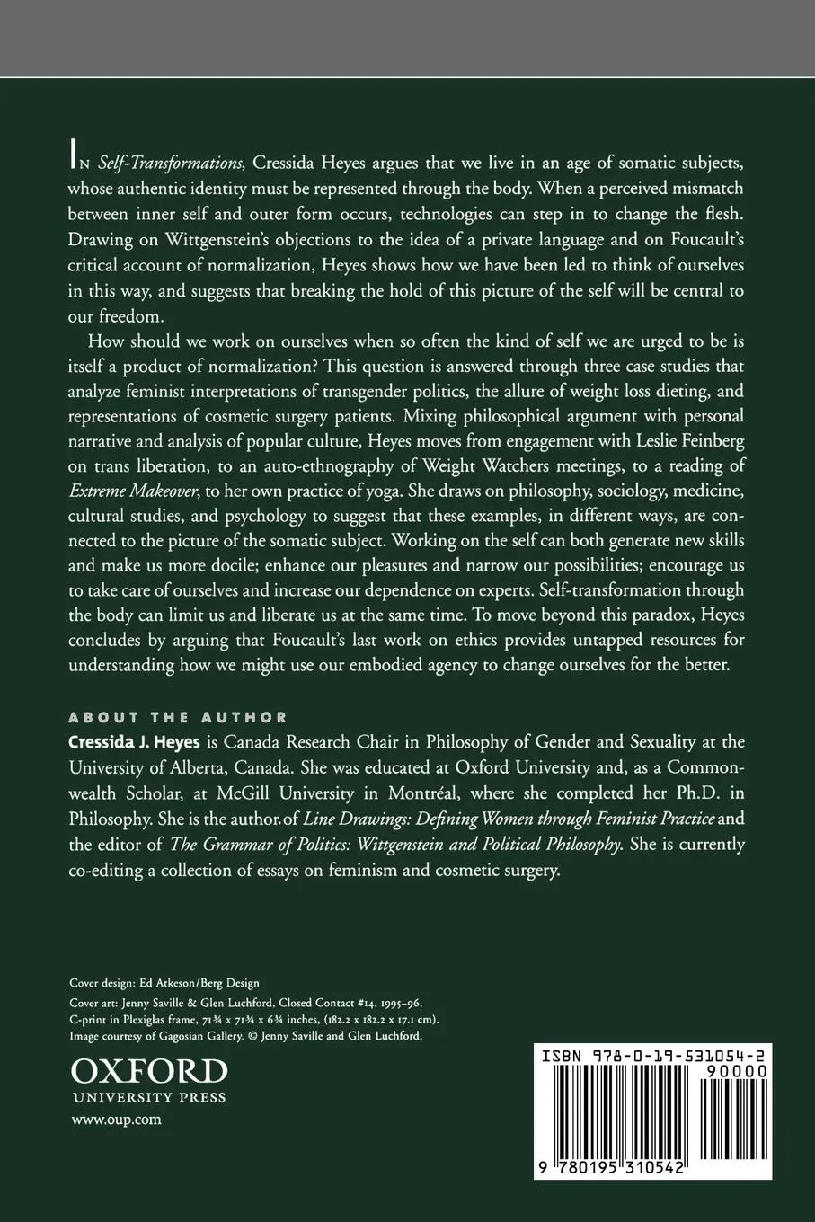 Rückseite: 9780195310542 | Self-Transformations | Foucault, Ethics, and Normalized Bodies | Heyes