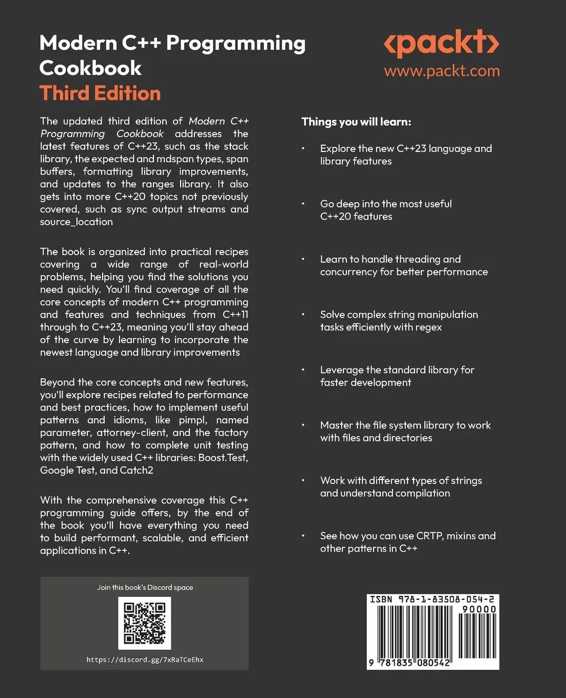 Rückseite: 9781835080542 | Modern C++ Programming Cookbook - Third Edition | Marius Bancila