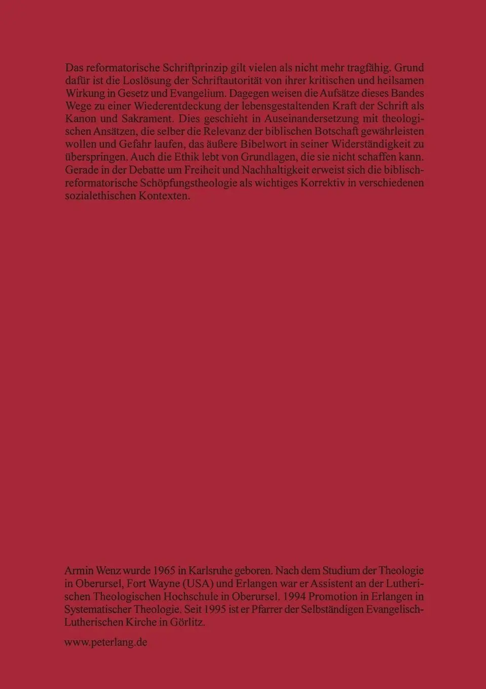Rückseite: 9783631530542 | 'Sana Doctrina' | Heilige Schrift und theologische Ethik | Armin Wenz