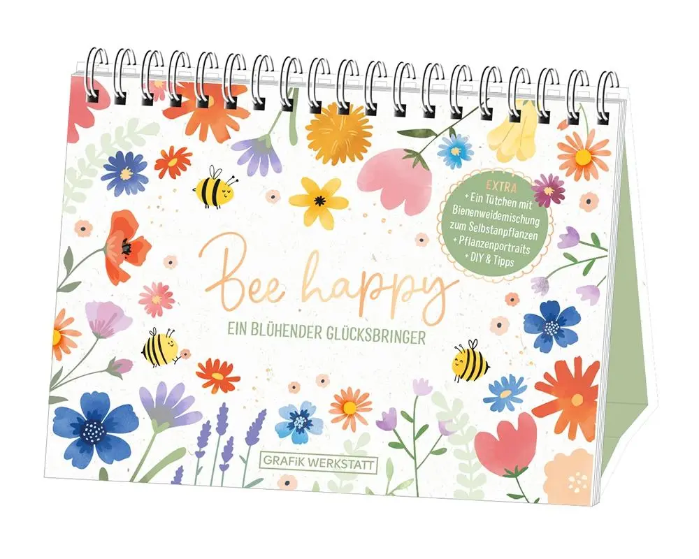 Cover: 9783986360542 | Bee Happy | Spiralbuch | GRAFIK WERKSTATT Das Original | Taschenbuch