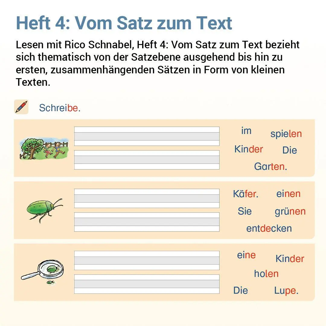 Bild: 9783619120642 | Lesen mit Rico Schnabel, Heft 4: Vom Satz zum Text - silbierte Ausgabe