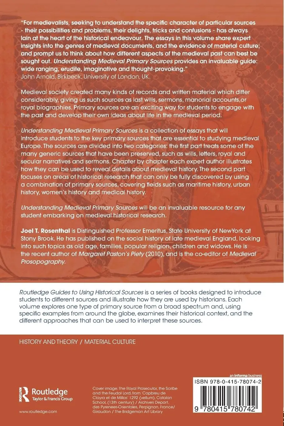 Rückseite: 9780415780742 | Understanding Medieval Primary Sources | Joel T. Rosenthal | Buch