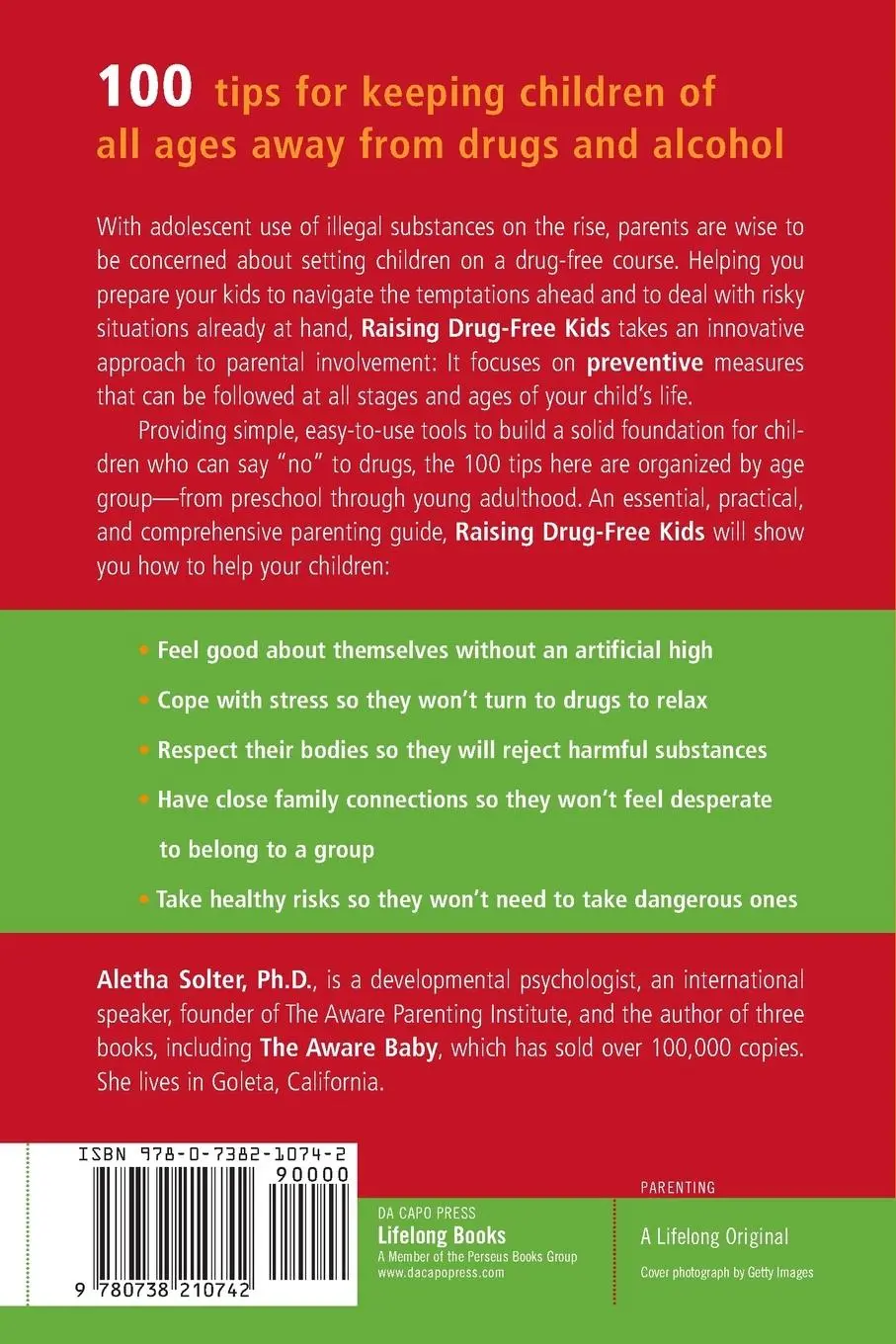 Rückseite: 9780738210742 | Raising Drug-Free Kids | 100 Tips for Parents | Aletha Solter | Buch