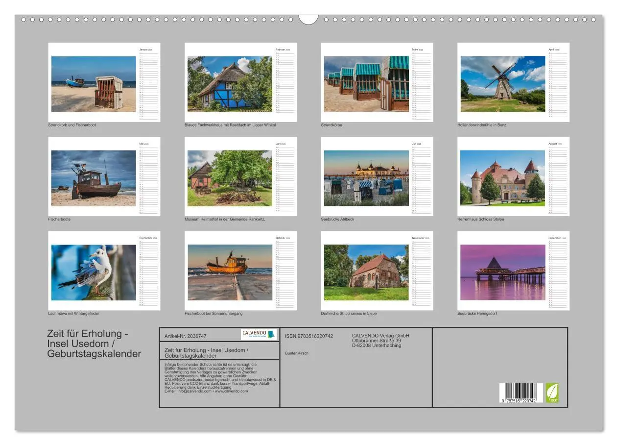 Bild: 9783516220742 | Zeit für Erholung - Insel Usedom / Geburtstagskalender...