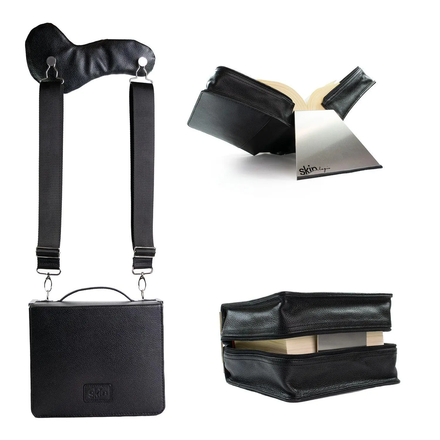 HabersackSKIN Tasche PURO aus Nappaleder in Gr. XL in Onyx-Schwarz mit Tragegurt & Buchstütze