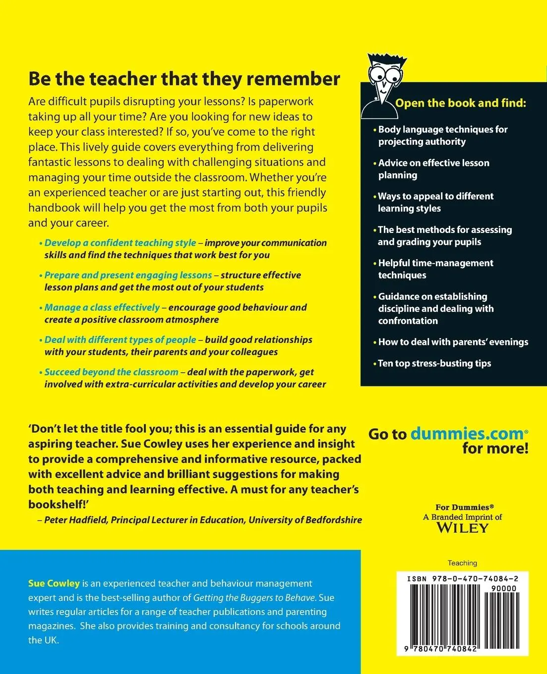 Rückseite: 9780470740842 | Teaching Skills for Dummies | Sue Cowley | Taschenbuch | XX | Englisch