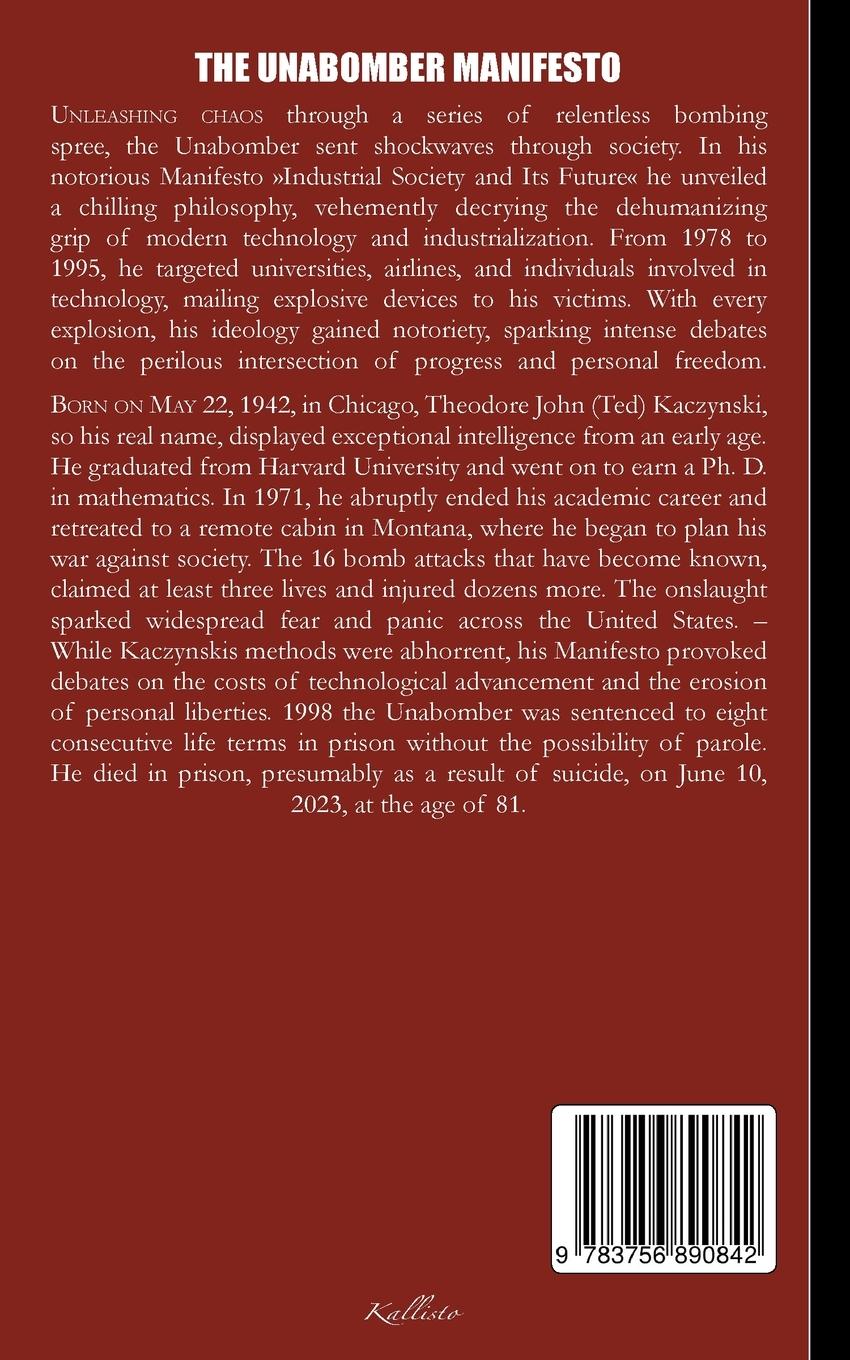 Rückseite: 9783756890842 | The Unabomber Manifesto | Industrial Society and Its Future | Buch