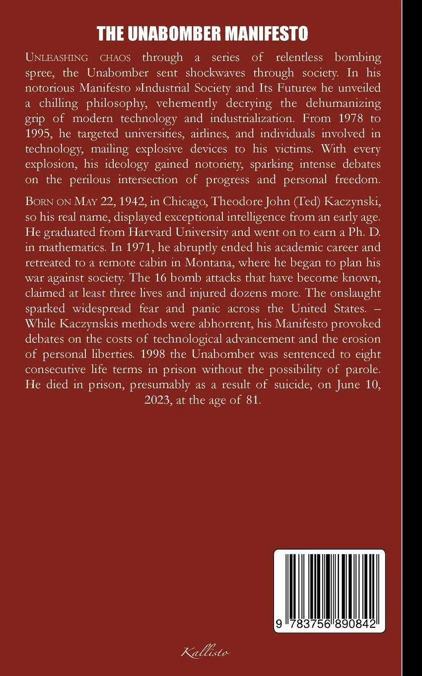 Rückseite: 9783756890842 | The Unabomber Manifesto | Industrial Society and Its Future | Buch