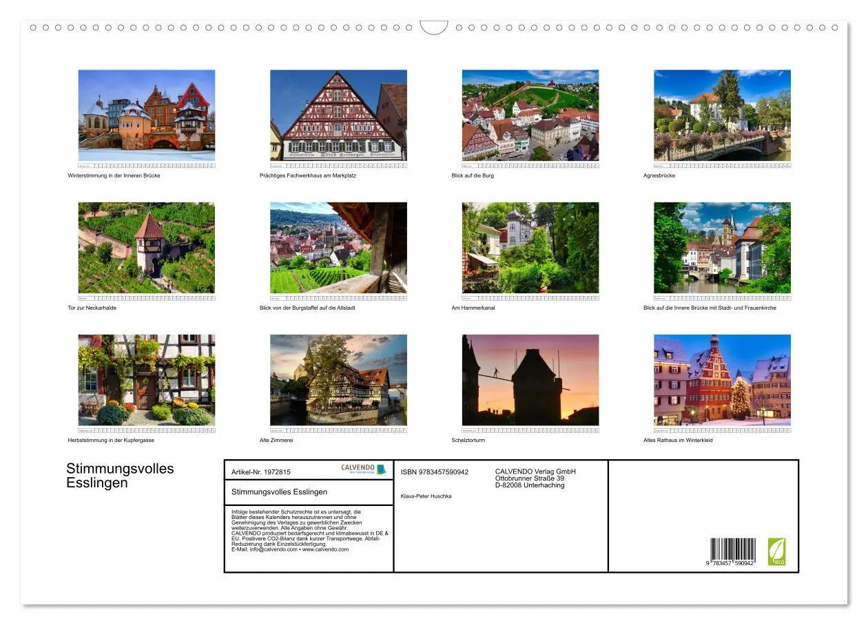 Bild: 9783457590942 | Stimmungsvolles Esslingen (Wandkalender 2026 DIN A2 quer), CALVENDO...