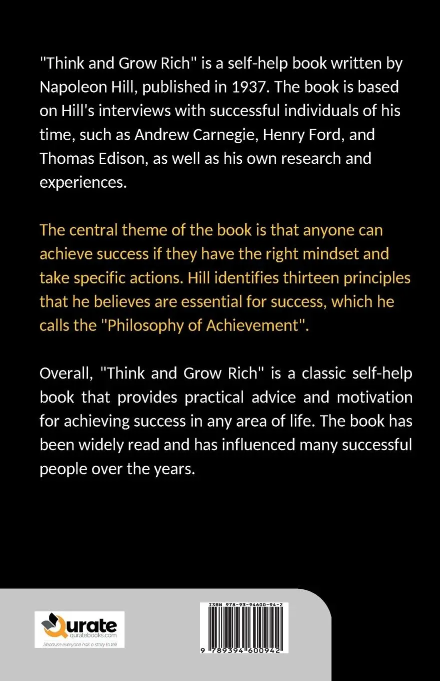 Rückseite: 9789394600942 | Think and Grow Rich | Napoleon Hill | Taschenbuch | Englisch | 2023