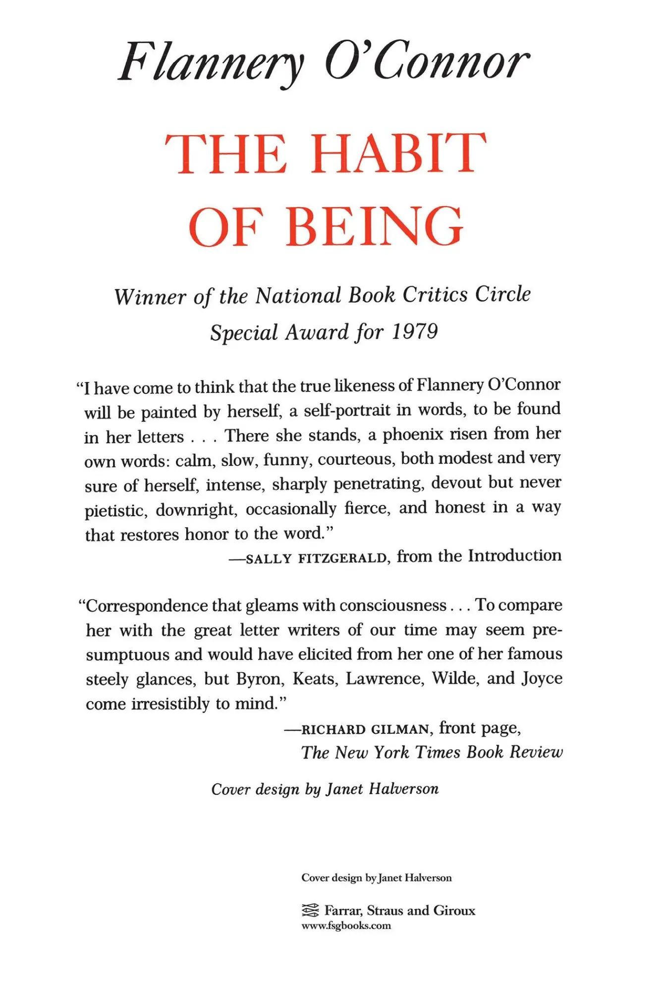 Rückseite: 9780374521042 | The Habit of Being | Letters of Flannery O'Connor | Flannery O'Connor