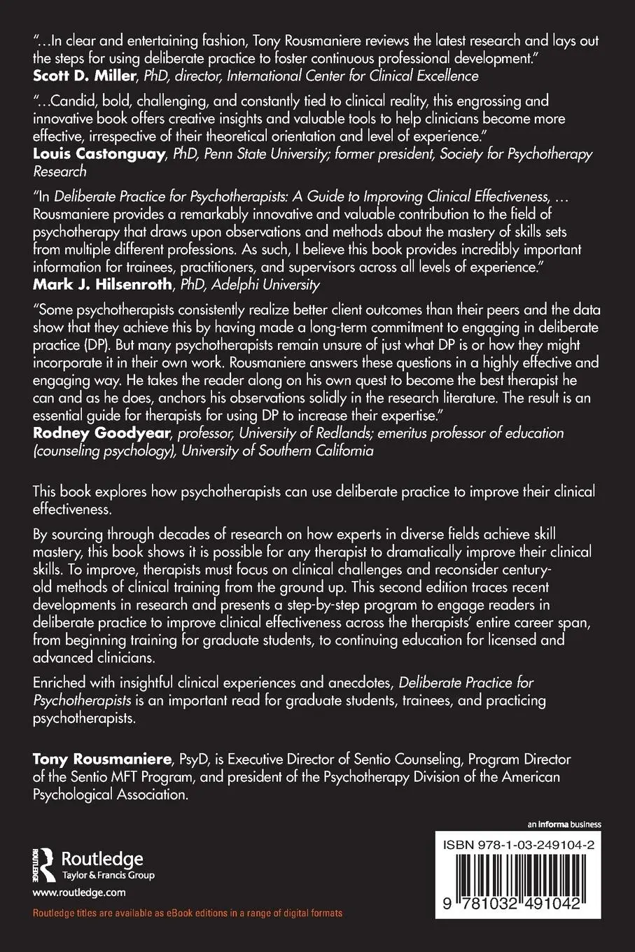 Rückseite: 9781032491042 | Deliberate Practice for Psychotherapists | Tony Rousmaniere | Buch