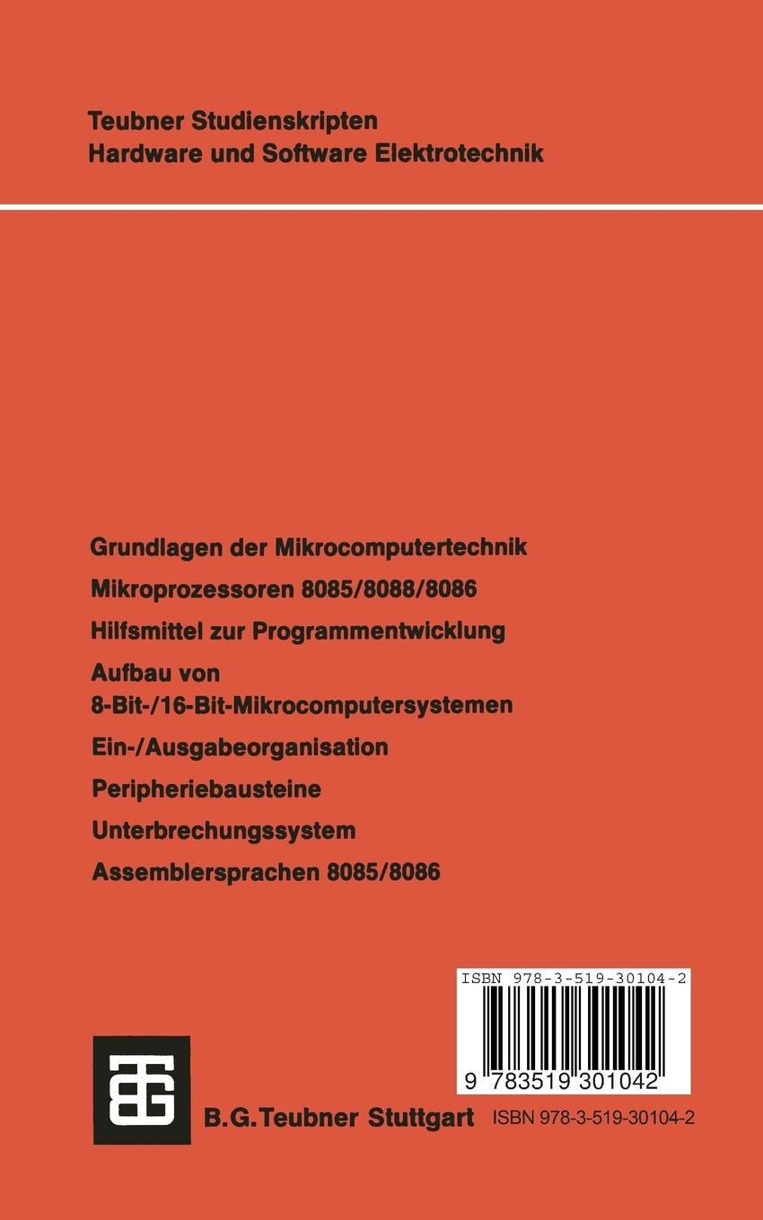 Rückseite: 9783519301042 | Einführung in die Mikrocomputertechnik | 8-Bit- und 16-Bit-Systeme