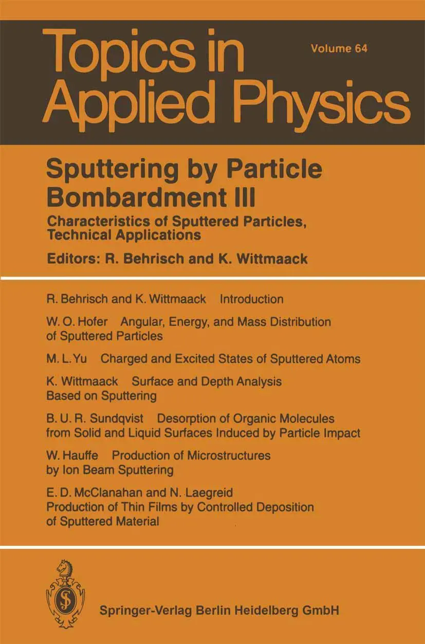 Cover: 9783662311042 | Sputtering by Particle Bombardment III | Klaus Wittmaack (u. a.) | xv