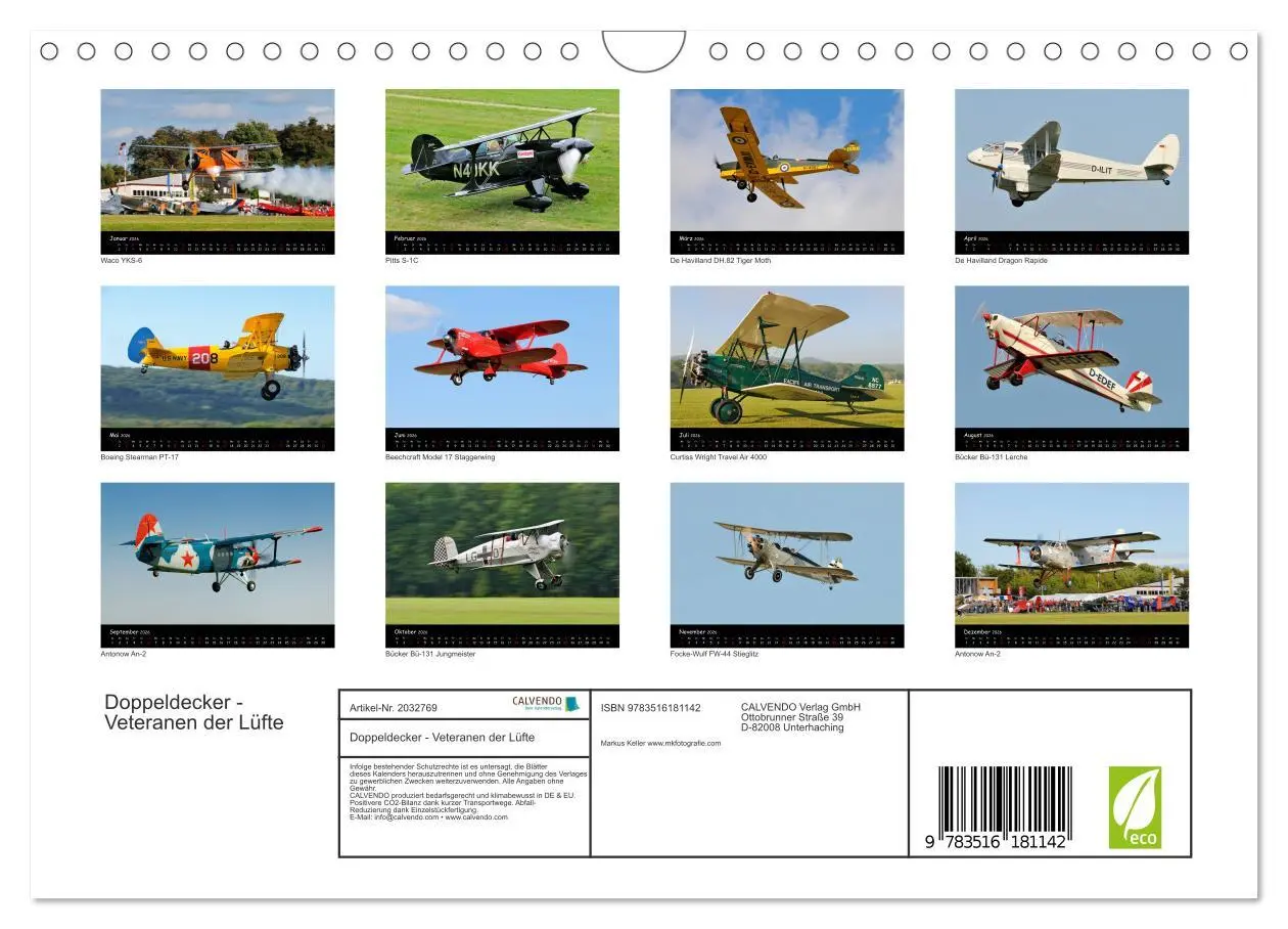 Bild: 9783516181142 | Doppeldecker - Veteranen der Lüfte (Wandkalender 2026 DIN A4 quer),...