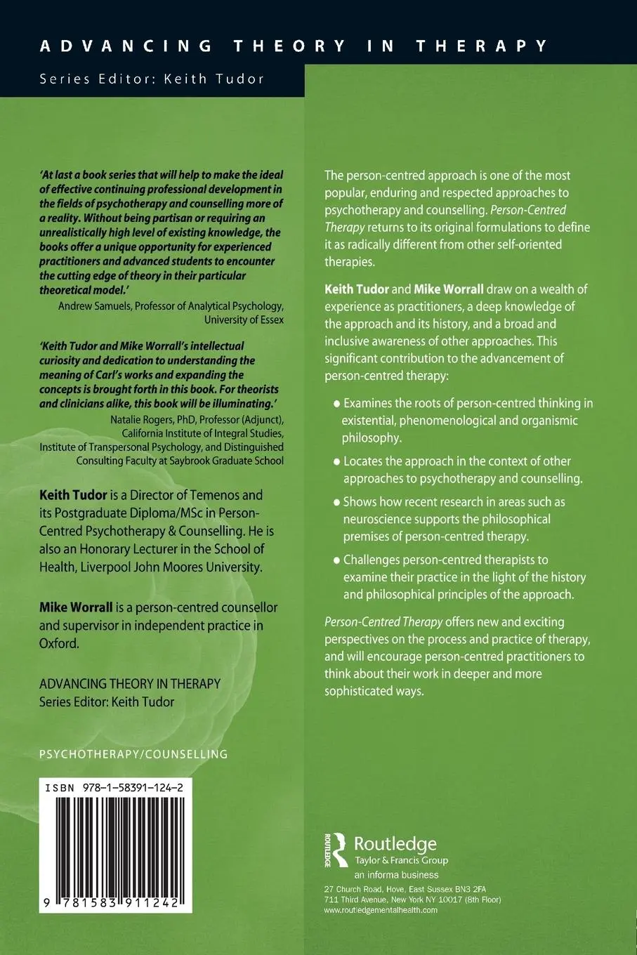 Rückseite: 9781583911242 | Person-Centred Therapy | A Clinical Philosophy | Keith Tudor (u. a.)