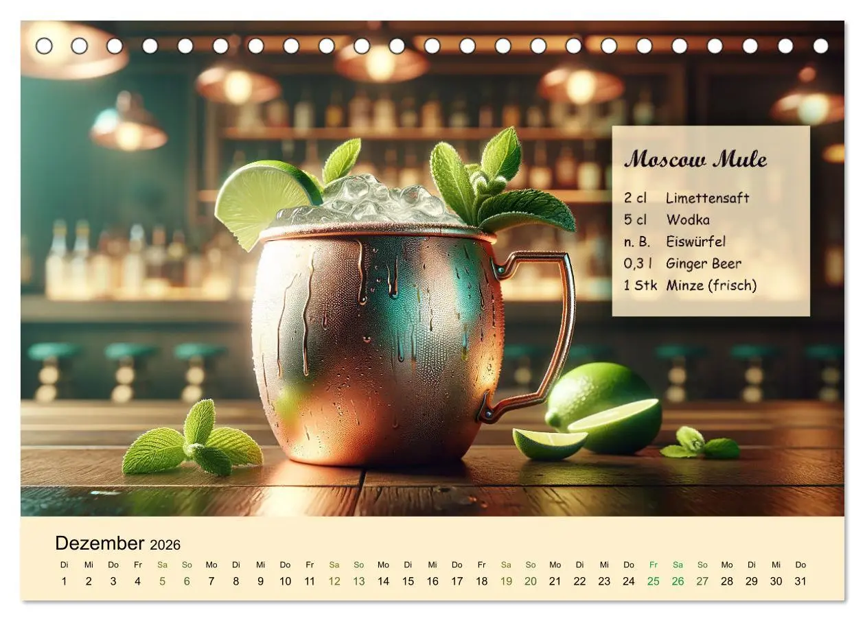 Bild: 9783457461242 | Cocktail-Klassiker (Tischkalender 2026 DIN A5 quer), CALVENDO...