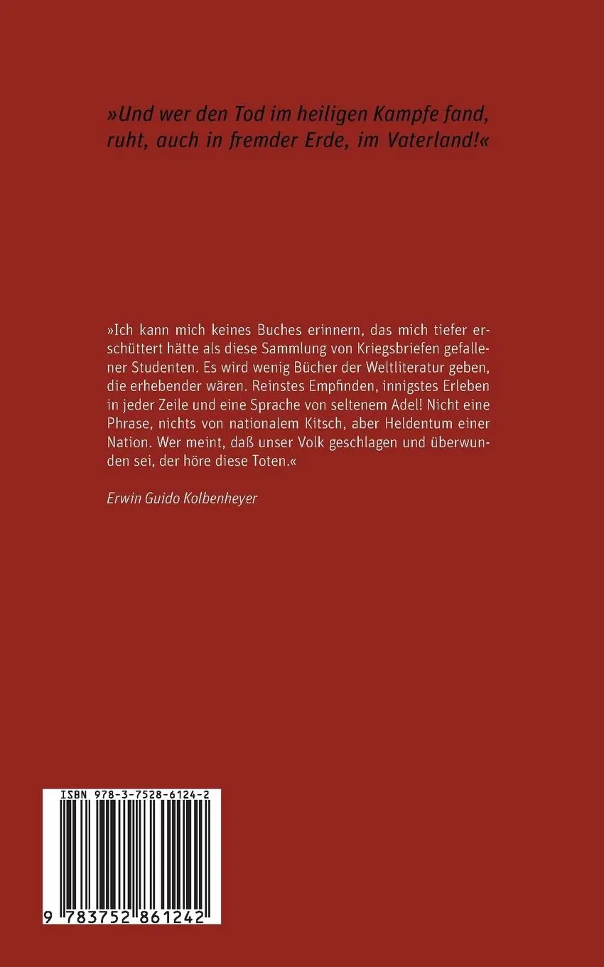Rückseite: 9783752861242 | Kriegsbriefe gefallener Studenten | Philipp Witkop | Taschenbuch